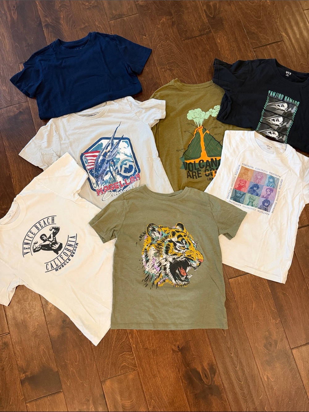 Kids Graphic Tee - Olive Tiger Print
